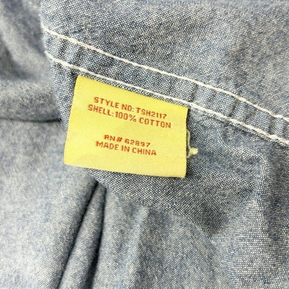 TRIPLE FAT GOOSE Men’s Blue Denim Chambray Embroidered Long Sleeve Shirt Sz 3XL - Picture 9 of 12